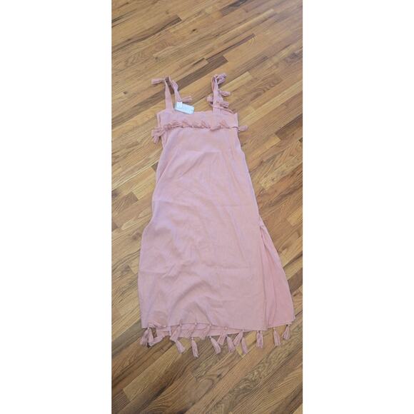 NWT Antonio Melani Nat Note Linen Maxi Dress Cece Tassel Women's 12 Pink NWI - Picture 8 of 16